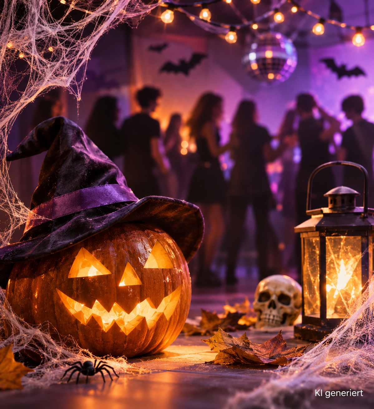 Leuchtender Halloween Kürbis Mit Partylichtern